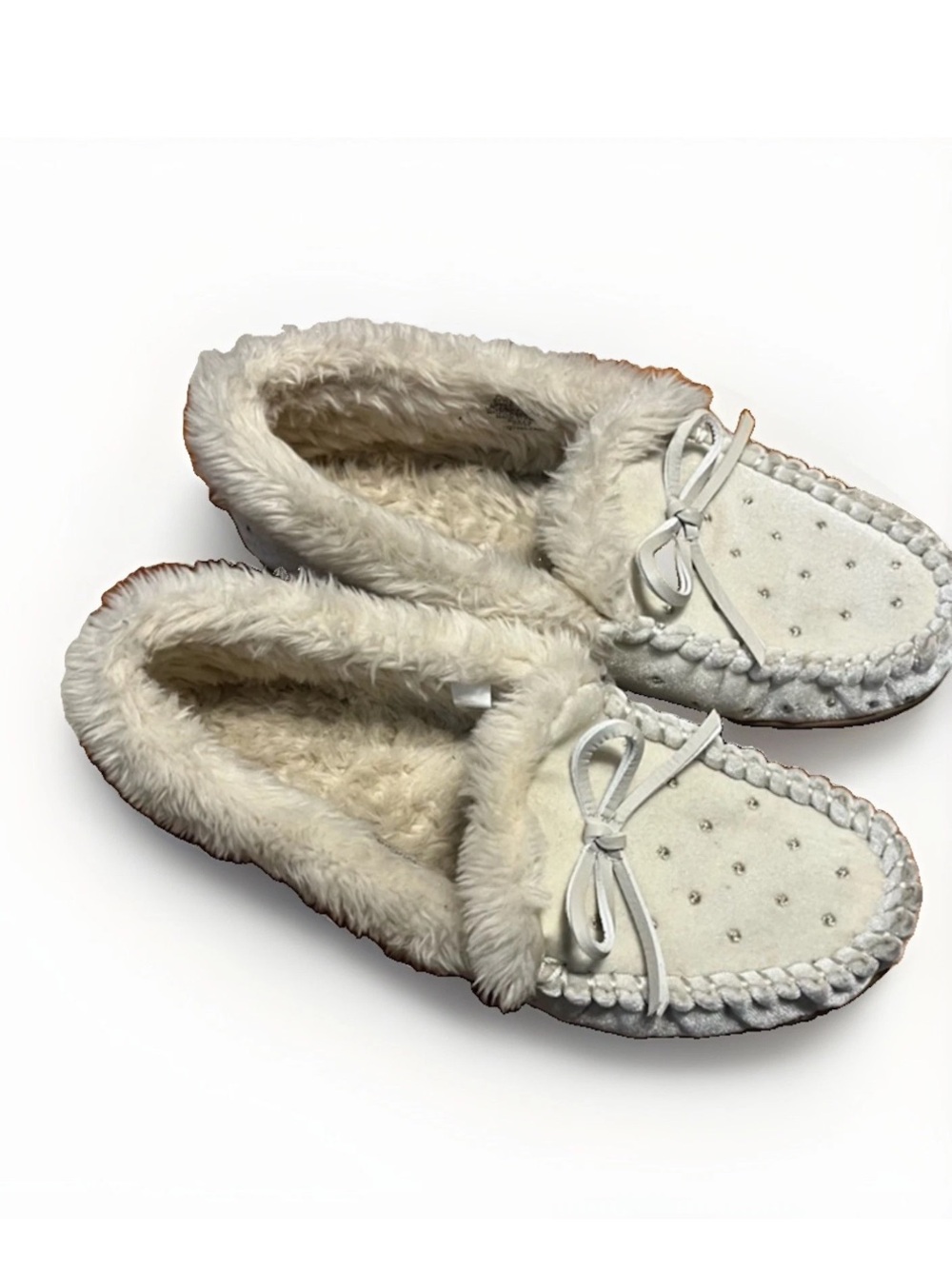 J Crew Slippers Moccasins Velvet Embroided Faux Fur Lined Women’s 9